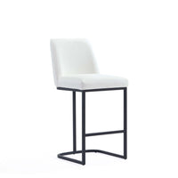 Manhattan Comfort - Serena tabouret de comptoir moderne de 17,71 po en similicuir rembourré - blanc-Tabouret de comptoir moderne avec dossier, parfait pour une utilisation au bar et dans la cuisine