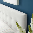 Modway Emily Biscuit Tufted Performance Velvet Twin Headboard - White-Elegant Biscuit Tufted Buttons