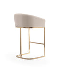 Manhattan Comfort - Louvre tabouret de bar moderne du milieu du siècle de 21" en similicuir crème et or titane-Livré chez vous entièrement assemblé ! Aucun assemblage requis
