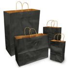 Eddie's - Sac à provisions en papier kraft 100 % recyclé - 5-1/2" x 3-1/4" x 8-3/8" - Noir - Paquet de 100-100% recyclé avec au moins 95% de fibres post-consommation.