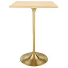 Modway Lippa 28" Square Wood Bar Table - Gold Natural-Modern Bar Table