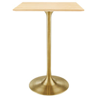 Modway Lippa 28" Square Wood Bar Table - Gold Natural-Modern Bar Table