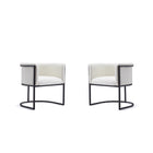 Manhattan Comfort - Lot de 2 chaises de salle à manger Cosmopolitan 24 po style mid-century moderne, revêtement en similicuir blanc et noir-Chaise de salle à manger moderne parfaite pour la salle à manger et comme accent dans le salon Lot de 2
