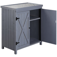 Outsunny Garden Storage Cabinet with Galvanized Top - Two Shelves-Stores yard and garden tools and patio cushions