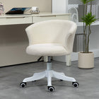 Vinsetto - Chaise de bureau sans accoudoirs en peluche avec hauteur réglable - blanc-Tissu peluche (teddy) doux et confortable