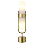 Hudson&Canal - Lampe de table Blair en forme de pilule avec abat-jour en verre laiteux - Laiton/Blanc-Associé à un abat-jour en forme de pilule en verre de lait blanc