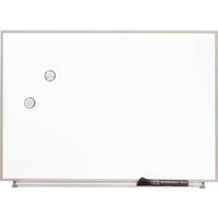 Quartet Matrix Magnetic Dry-Erase Board, Aluminum Frame, 34" x 23"-Thin-profile modular whiteboard with magnetic surface doubles as bulletin board.