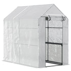 Outsunny 73" x 47" x 75" Walk-in Greenhouse with Roll-up Door and 4 Shelves - White-Great way to extend your growing season and protect plants   
 