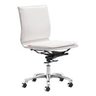 Zuo Lider Plus Armless Office Chair - White-Tilt function