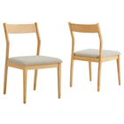 Modway Solara Fabric Wood Dining Side Chairs - Natural/Heathered Weave Beige - 2 Pack-Rubberwood Dining Side Chairs Set of 2