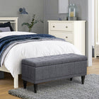 HOMCOM Tufted Linen Storage Ottoman Bench with Soft-Close Lid - Grey-Easy to clean and maintain