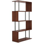 HOMCOM - Bibliothèque en bois à 5 niveaux pour salon - noyer-Bibliothèque moderne en forme de Z offrant des étagères à plusieurs niveaux pour un affichage pratique 