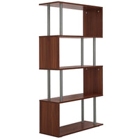 HOMCOM - Bibliothèque en bois à 5 niveaux pour salon - noyer-Bibliothèque moderne en forme de Z offrant des étagères à plusieurs niveaux pour un affichage pratique 