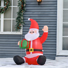 HOMCOM 4' Lit Inflatable Sitting Santa Claus Christmas Decoration-A set of built-in internal white LED lights for better nighttime viewing 