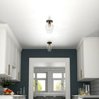Hudson&Canal Remy 7" Wide Semi Flush Mount with Glass Shade - Matte Black/Brass/Clear-Mounting hardware included