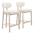 Zuo Aurea Counter Stool - Light Grey - Set of 2-Powder coated steel leg