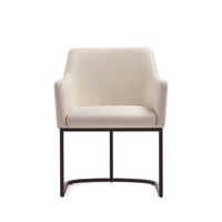 Manhattan Comfort - Fauteuil de salle à manger moderne Serena 23,03 po en similicuir crème-Fauteuil de salle à manger moderne pour salle à manger et usage de travail