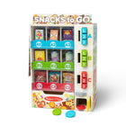 Melissa & Doug Wooden Vending Machine Play Set-19-piece play set includes wooden vending machine, 3 double-sided wooden snack bars, 3 double-sided drink cans, 3 play snacks in 3 double-sided snack pouches, 3 play coins, bank card, double-sided customizable sign, reusable activity card