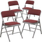 Flash Furniture HERCULES Series Curved Triple Braced & Double Hinged Burgundy Patterned Fabric Metal Folding Chair-300 lb. Weight Capacity
