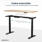 MotionGrey - Bureau assis-debout électrique à double moteur, réglable en hauteur, 165 po de largeur - Cadre noir-Moteurs doubles Bosch fabriqués en Allemagne - Nos moteurs Bosch haut de gamme offrent une capacité de charge et une vitesse de déplacement supérieures aux normes de l’industrie, tout en respectant des critères élevés d’efficacité énergétique. Pour garantir une qualité optimale, chaque moteur est soumis à un processus d’inspection complet en 6 étapes
