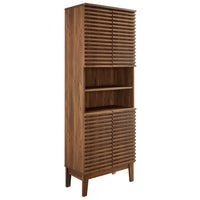 Modway Render Tall Bathroom Storage Cabinet - Walnut-Tall Linen Storage Cabinet