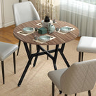 HOMCOM - Table à manger ronde avec cadre en acier pour cuisine - brun-Taille optimale pour 2 personnes, idéale pour les petites cuisines et salles à manger 