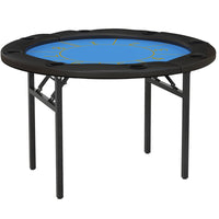Soozier 47" Foldable Poker Table 8 Player Blackjack Game Table - Black-Round poker table for eight players 