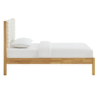 Modway Olea Channel Tufted Boucle Solid Wood Twin Platform Bed - Feather Oak-Sturdy Wood Slats
