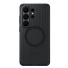 Samsung Galaxy S26 Ultra Rugged Magnet Case - Black-Raised edges protect the screen and camera, while grooved sides enhance grip. A padded inner layer adds cushioning for comfort in use