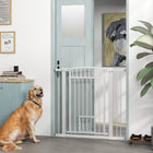 PawHut 30"-41" Dog Gate with Small Door and Extension Kit - 37" H-Pressure mounting or drilling options