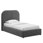 Modway Keynote Upholstered Fabric Curved Twin Platform Bed - Heathered Weave Slate-MDF Frame