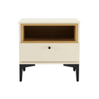 Manhattan Comfort - Table de nuit moderne Amara 50 cm, crème et chêne naturel-Table de nuit moderne pour chambre et salon