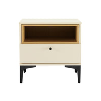 Manhattan Comfort - Table de nuit moderne Amara 50 cm, crème et chêne naturel-Table de nuit moderne pour chambre et salon