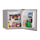 BLACK+DECKER 1.7 cu. ft. Freestanding Mini Fridge with Freezer - Stainless Steel-Energy Star Certified: This compact refrigerator with freezer uses R600a refrigerant and is ENERGY STAR certified, using high-efficiency compressors that create less heat and use less energy