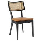 Modway - Caledonia Cuir végétalien en bois rembourré Chaises de salle à manger Ensemble de 2 - Black Tan-7