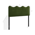 Modway - Athena Velours de performance résistant aux taches Tête de lit Queen size, Vert mousse-Conception à vagues festonnées