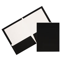 JAM Paper Glossy Two Pocket Presentation Folders, Black, 100 Pack (385GBLB)-Black