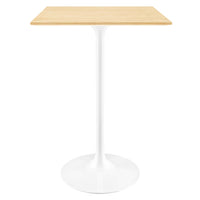 Modway Lippa 28" Square Wood Bar Table - White Natural-Modern Bar Table
