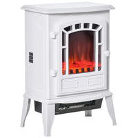 HOMCOM - Poêle électrique avec protection contre la surchauffe - 750W/1500W - blanc-Le verre trempé offre une esthétique brillante et une isolation thermique efficace