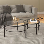 Hudson&Canal - Table basse ronde gigogne Gaia - Bronze noirci-8
