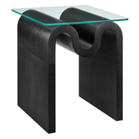Modway - Ondine Plateau en verre Table d’appoint - Noir-Forme ondulatoire unique