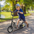 Aosom - Trottinette pour jeunes avec roue en caoutchouc gonflable de 12 po - noir-Hauteur réglable de 33,5 po à 37,5 po (80-85 cm), convient aux enfants de 5 ans et plus 