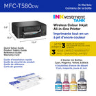 Brother - MFC-T580DW Imprimante tout-en-un à jet d’encre couleur sans fil INKvestment Tank assortie de 3 ans d’encre-Qualité assurée avec l’encre authentique Brother