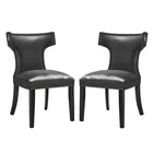 Modway Curve Vinyl Dining Chair - Black - 2 Pack-Solid Wood Frame