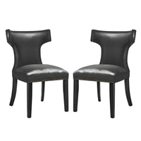 Modway Curve Vinyl Dining Chair - Black - 2 Pack-Solid Wood Frame
