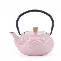 Minimal Enamelled Cast Iron Teapot - Dot Pink - 0.6 L-Cast iron teapot polished by hand for smooth finishing