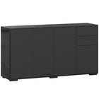 HOMCOM 55.1" L High Gloss Buffet Sideboard with 2 Drawers - Black-Great for storing dinnerware, glasses, cups, books, and more