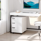 HOMCOM 3-Drawer Filing Cabinet with Wheels, Mobile - White-Compact size to blend into limited space like under-desk 
