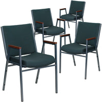 Flash Furniture HERCULES Series Heavy Duty Patterned Fabric Stack Chairs with Arms - Green - 4 Pack-Set of 4 Multipurpose Stack Chairs