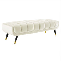 Modway Adept 60" Performance Velvet Bench - Ivory-60" Mid-Century Modern Bench
